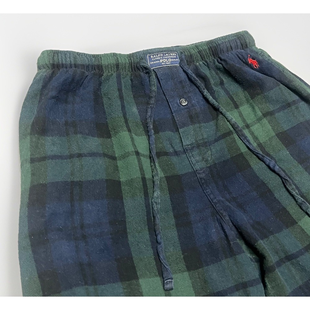 Vintage Mens Polo Ralph Lauren SMALL Pajama Pants Red Pony Lounge Flannel